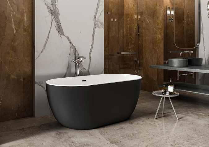 Charlotte Edwards Mayfair Matt Black 1500 x 780 Modern Freestanding Bath