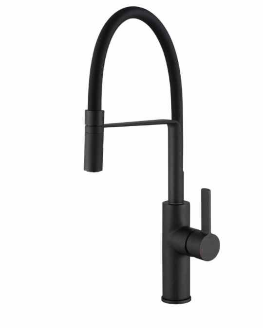 Jeroni Chef Matt Black Pull Out Kitchen Mixer Tap - Francis Comap