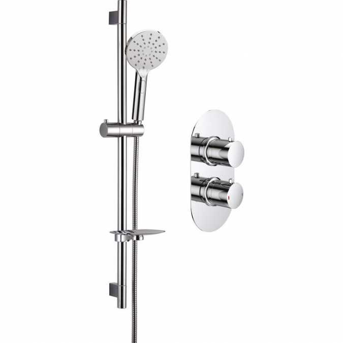 Round Shower Pack 1 Allier Single Outlet Shower Valve with Riser Rail