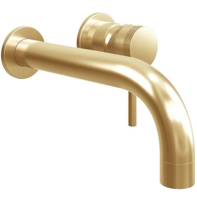 Scudo Core Wall Mounted Basin & Bath Tap Brushed Brass