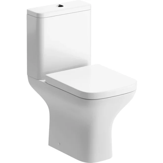 Crest Closed Coupled Open Back Comfort Height Toilet with Wrapover Toilet Seat