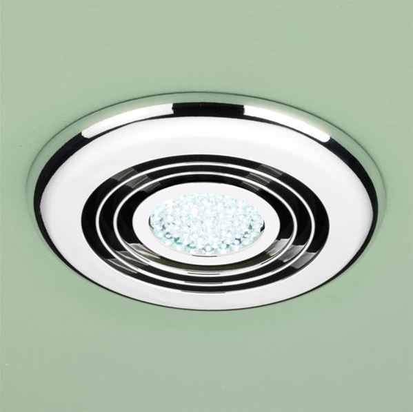 HIB Turbo - Chrome LED Illuminated Ceiling Bathroom Extractor Fan - Cool White