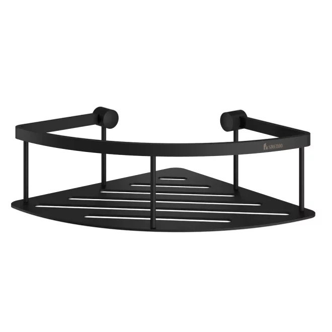 Smedbo Sideline Design 200mm Matt Black Corner Shower Basket