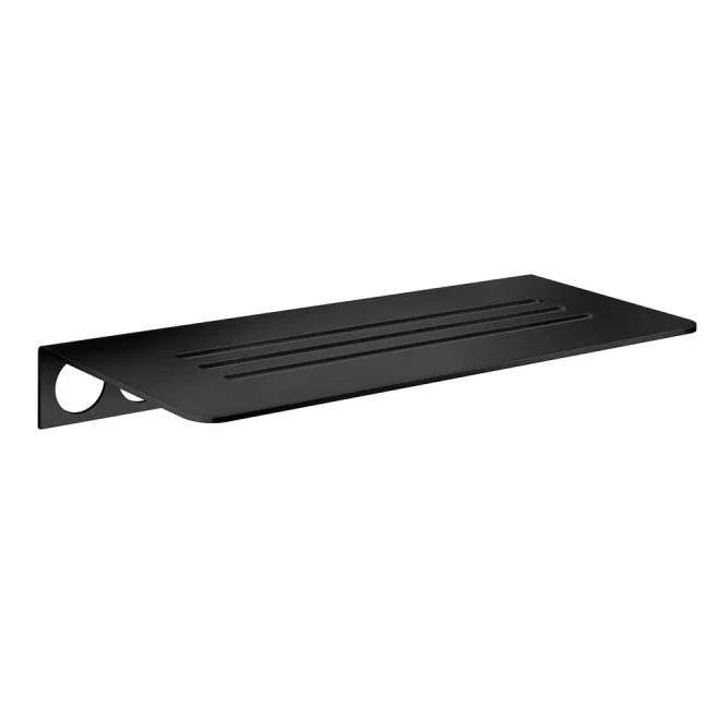 Smedbo Sideline Grout Line Matt Black Shelf with Lines