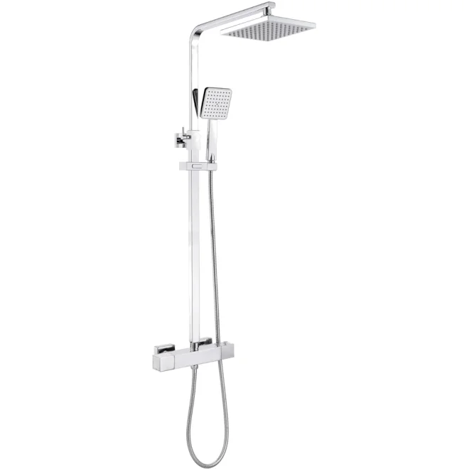 Abacot Cool-Touch Chrome Thermostatic Mixer Shower with Riser & Overhead Rainshower