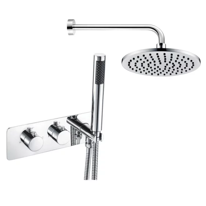 Round Shower Pack 5 - Laplane Dual Outlet Shower Valve with Handset and ABS Rainfall Shower