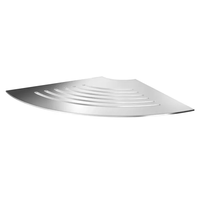 Smedbo Sideline Grout Line Polished Stainless Steel Corner Shelf with Lines