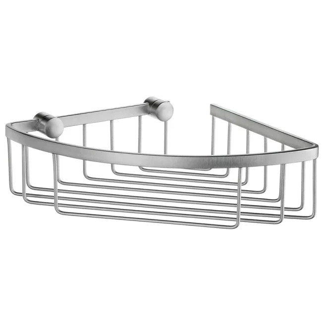 Smedbo Sideline Design Brushed Chrome Corner Shower Basket