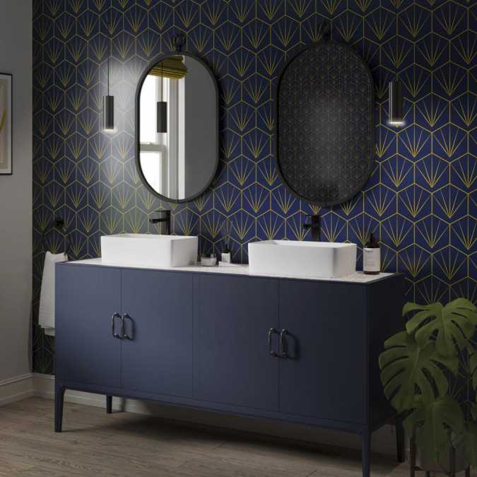 Deco Tile Navy / Mustard Showerwall Acrylic Custom Collection