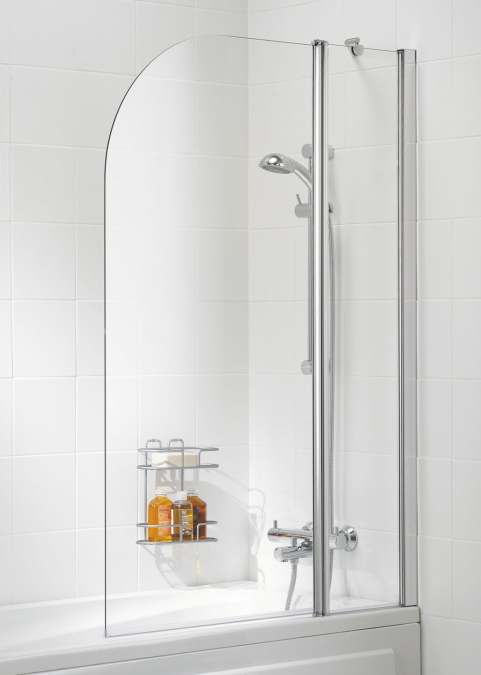 Lakes Bathrooms Double Panel Curved Bath Screen 975 x 1400mm - Silver 