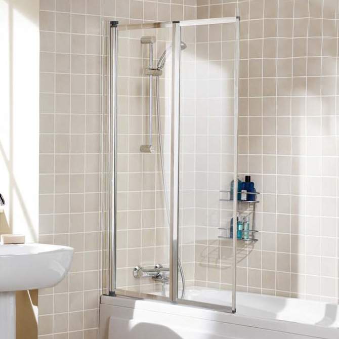 Lakes Bathrooms Framed Double Panel Bath Screen 950 x 1400mm - Silver