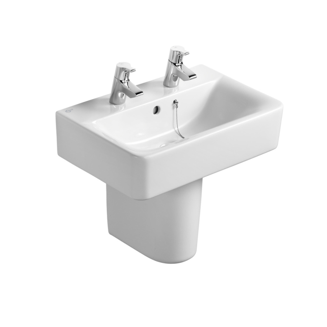 Ideal Standard Concept Space 550mm Short Projection 2 Tap Hole Basin & Pedestal