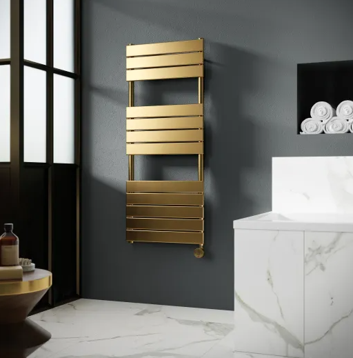 Nuie Brushed Brass 1213 x 500 Electric Radiator Including 600W Element