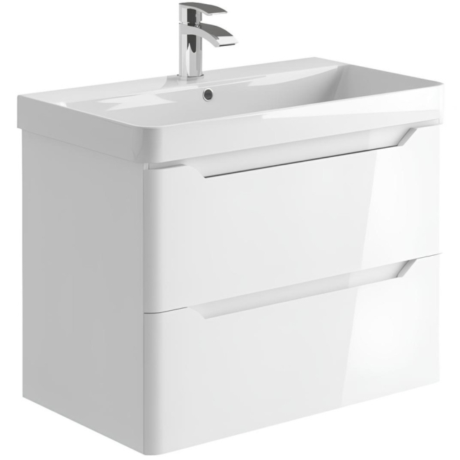 Scudo Ella 800 Gloss White Wall Hung Vanity Unit