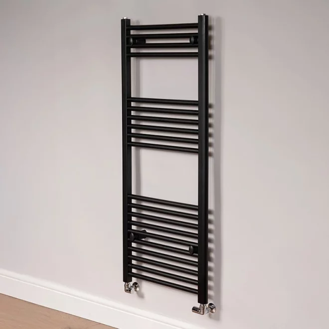 DQ Essential 1200 x 500mm Matt Black Towel Radiator