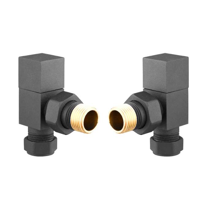 DQ Essential Manual Square Angled Anthracite Radiator Valves