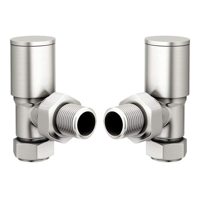 DQ Essential Manual Angled Brushed Nickel Radiator Valves