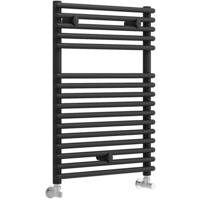 Estaires 500 x 730mm Round Black Towel Radiator