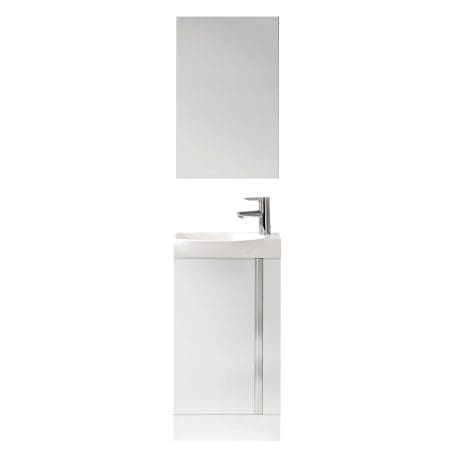 Royo Elegance 455mm Floorstanding Cloakroom Unit with Mirror in Gloss White