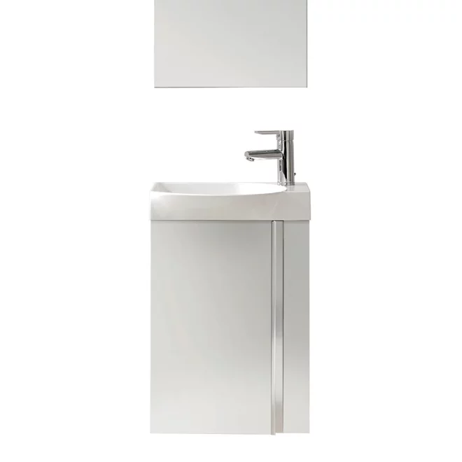 Royo Elegance 455mm Wall Hung Cloakroom Unit with Mirror - Gloss White