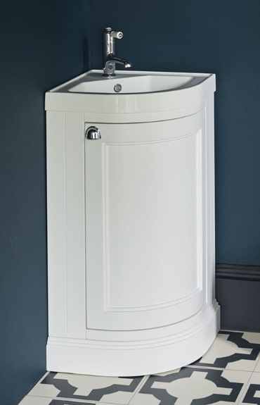 Traditional Freestanding 43cm Matt White Corner Vanity Unit By