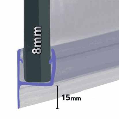 FIN008 Suitable for 8mm Glass - Gaps upto 15mm - Replacement Shower Door Bottom Seal