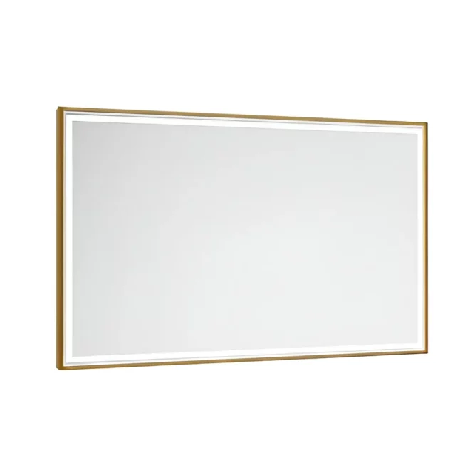 Abacus Line 1200 x 600 Brushed Brass Framed LED Mirror