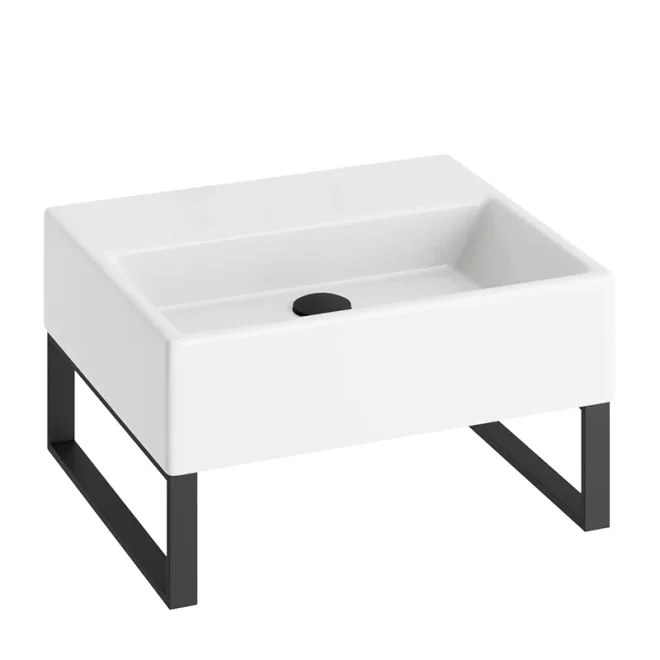 Abacus Concept Pure Basin 500 x 420mm 0 Tap Hole With Matt Black Towel Hangers