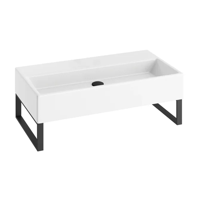 Abacus Concept Pure Basin 800 x 420mm 0 Tap Hole With Matt Black Towel Hangers