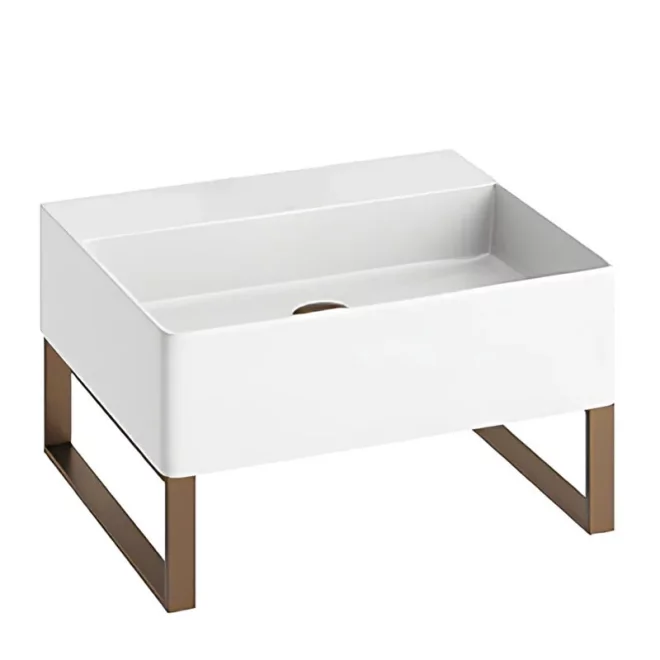 Abacus Concept Pure Basin 500 x 420mm 0 Tap Hole With Brushed Bronze Towel Hangers