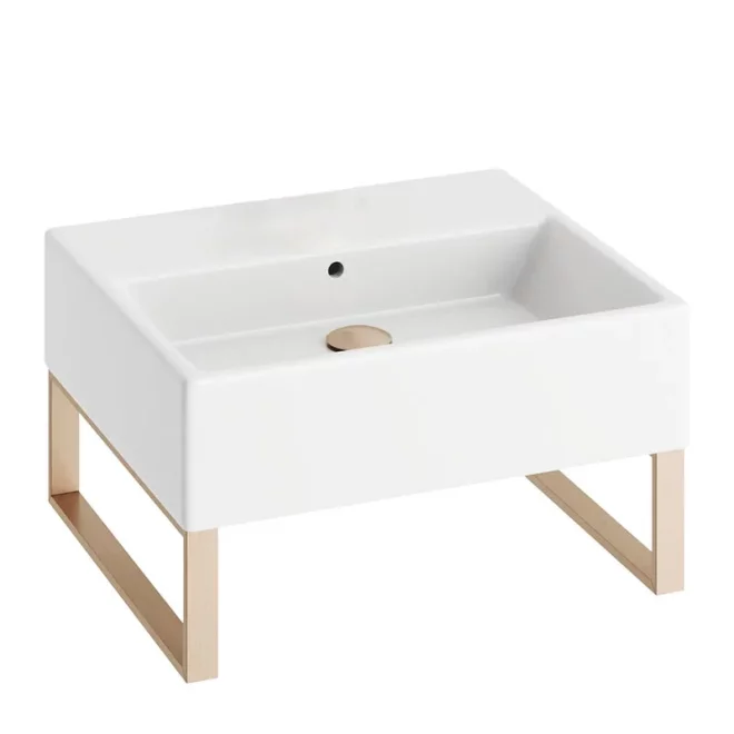 Abacus Concept Pure Basin 500 x 420mm 0 Tap Hole With Brushed Brass Towel Hangers
