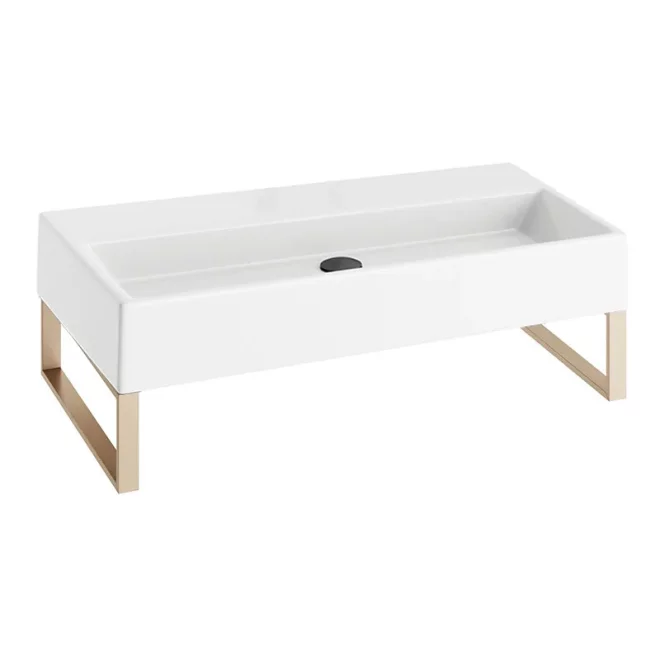 Abacus Concept Pure Basin 800 x 420mm 0 Tap Hole With Brushed Brass Towel Hangers