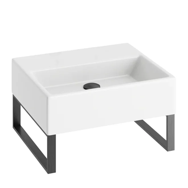 Abacus Concept Pure Basin 500 x 420mm 0 Tap Hole With Matt Anthracite Towel Hangers