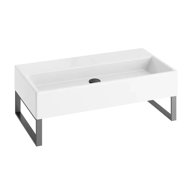 Abacus Concept Pure Basin 800 x 420mm 0 Tap Hole With Matt Anthracite Towel Hangers