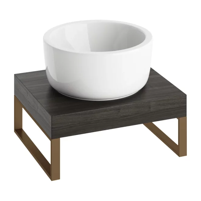 Abacus Concept Cloud 500mm Shelf, Lava With Brushed Bronze Towel Hangers