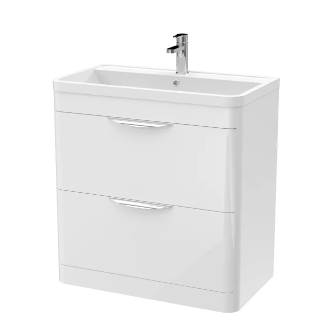 Nuie White 810mm Two Drawer Vanity Unit With Ceramic Basin
