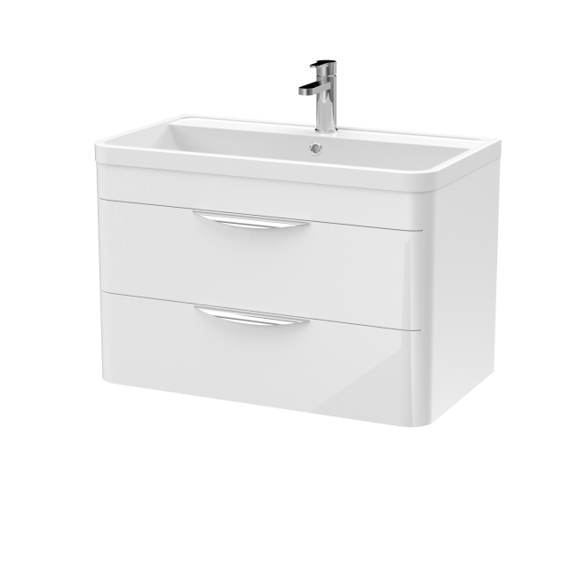 Nuie Parade 800mm Wall Hung 2 Drawer Vanity Unit with Ceramic Basin