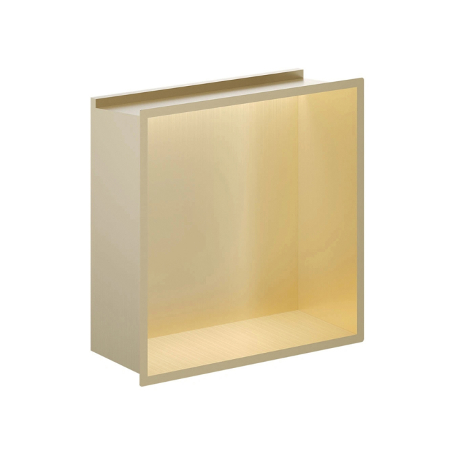 Gio LED Illuminated Shower Niche Brushed Brass 300 x 300mm