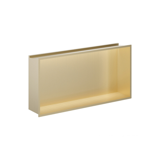 Gio 300 x 600mm LED Illuminated Brushed Brass Shower Niche
