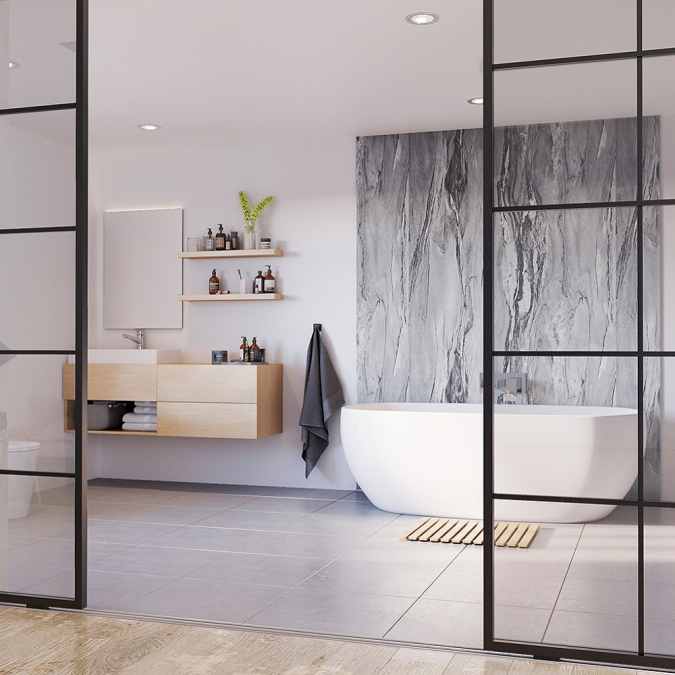 Grey Volterra Gloss Showerwall Laminate Panels
