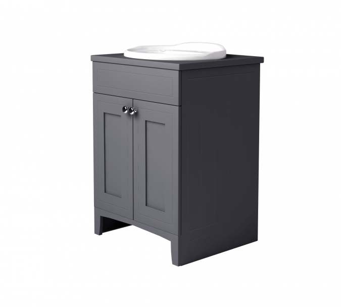 Classic 600mm Graphite Extra Deep Vanity With Pressed Worktop - Origins By Utopia