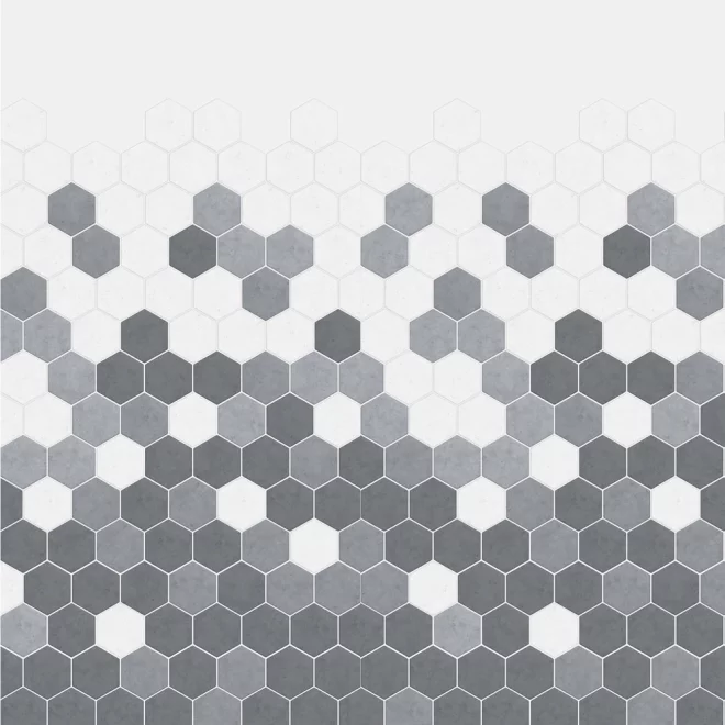 Kinewall Grey Monochrome Hexagon Shower Panel 1250 x 2500mm