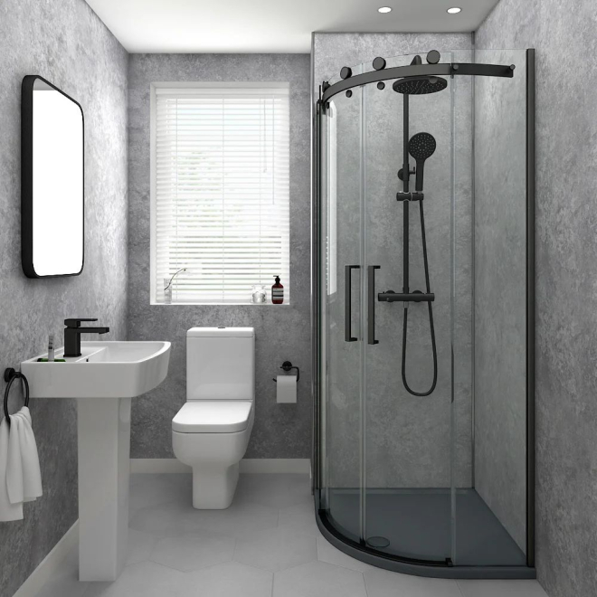 Grey Concrete M1 PVC Wetpanel Shower Board  2400 x 1000mm