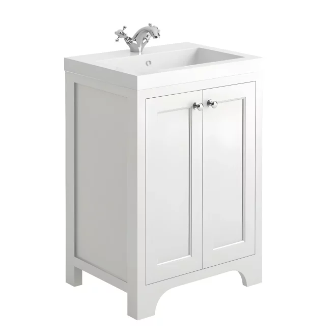 Harrogate Brunswick 600 Traditional White Vanity Unit