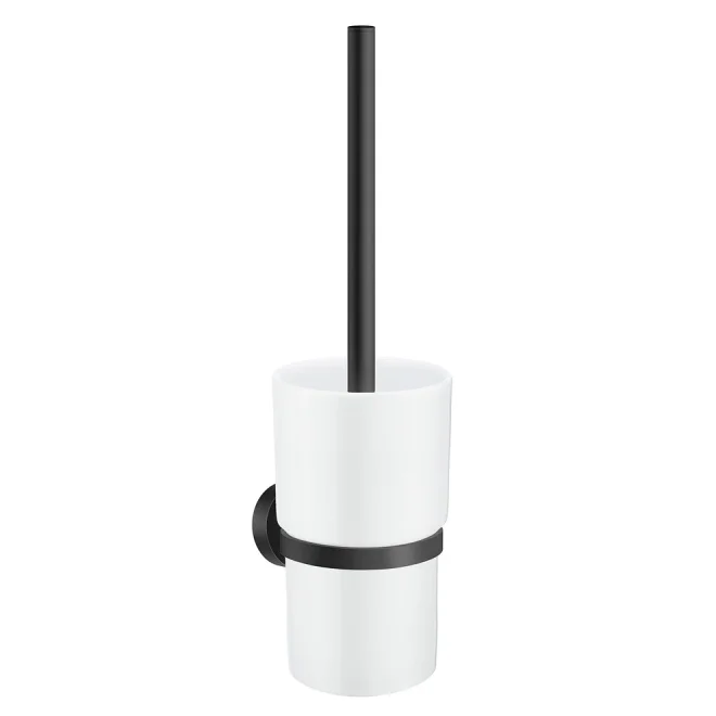 Smedbo Home Matt Black Toilet Brush with Ceramic Holder