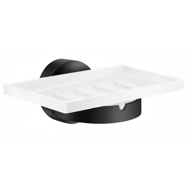 Smedbo Home Porcelain Soap Dish with Matt Black Holder
