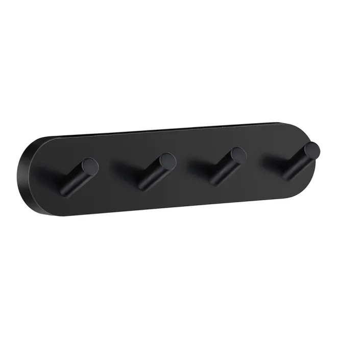 Smedbo Home Matt Black Quadruple Towel Hook