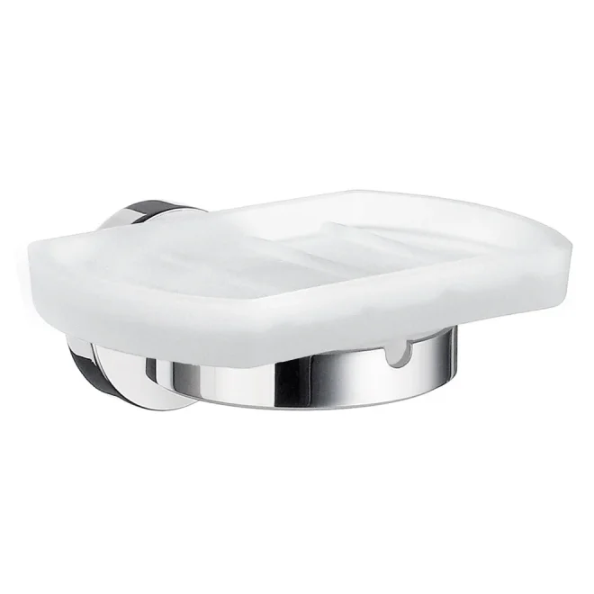 Smedbo Home Frosted Glass Soap Dish with Chrome Holder