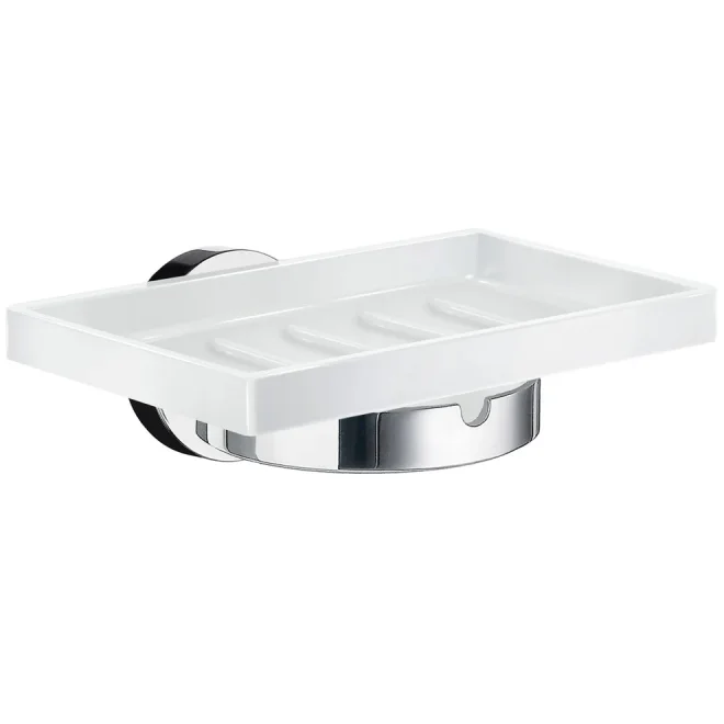 Smedbo Home Porcelain Soap Dish with Polished Chrome Holder