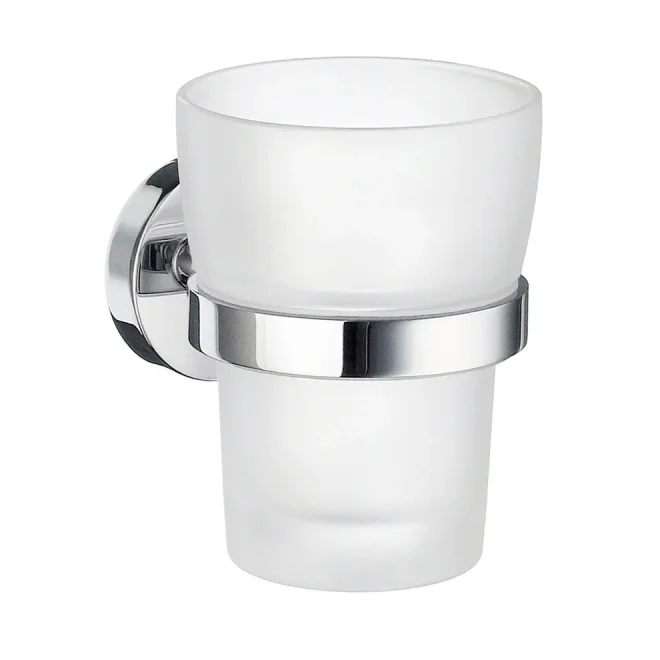 Smedbo Home Frosted Glass Tumbler with Chrome Holder
